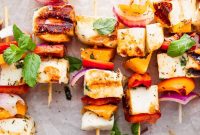 Grilled Halloumi Skewers with Lemon and Herbs