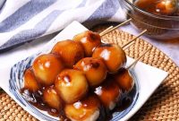 Tofu Mitarashi Dango: Soy Glazed Rice Dumplings