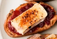 Cranberry and Bruleed Brie Crostini