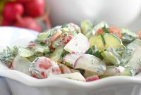 Crisp Tomato Cucumber Radish Salad with Herb Vinaigrette
