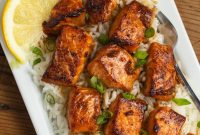 Hot Honey Garlic Salmon Bites Recipe