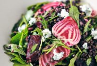 Roasted Beet and Lentil Salad with Herbed Goat Cheese