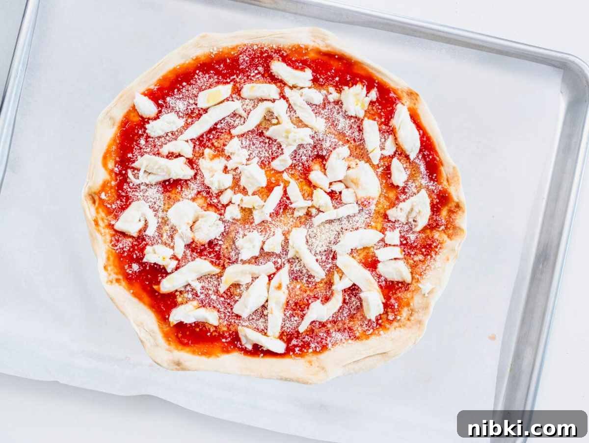 baking pizza on a baking tray