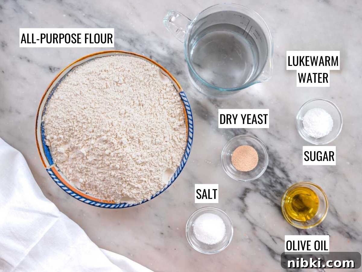 ingredients for a quick pizza dough