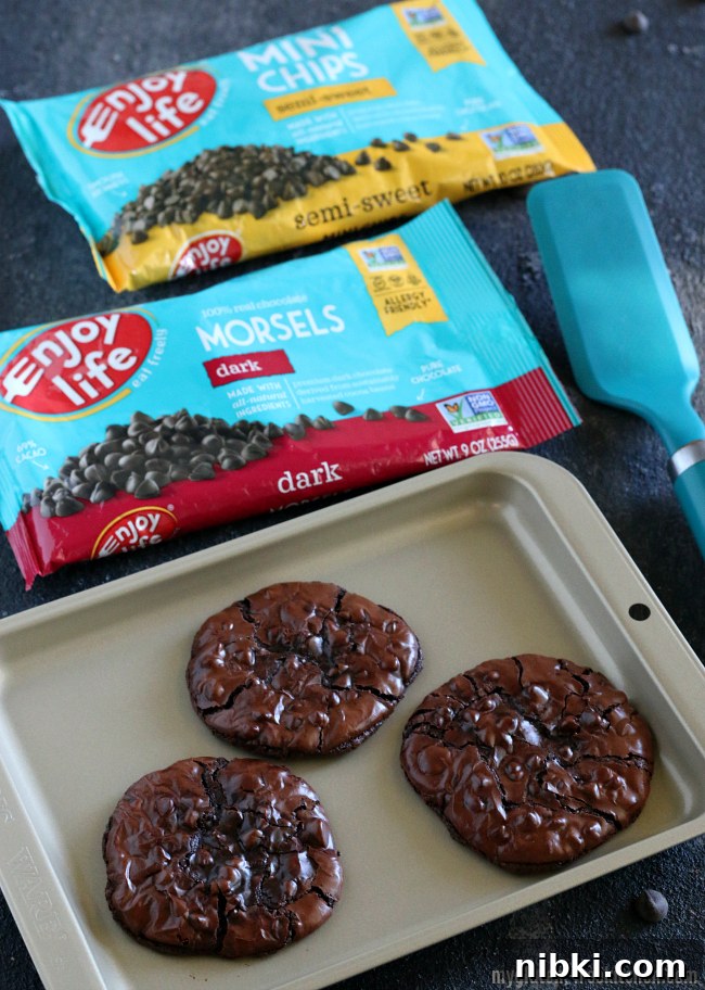 Mudslide Flourless Chocolate Cookies: Gluten and Dairy Free 3 Gluten-free Flourless Mudslide cookies made with enjoy life baking chocolate