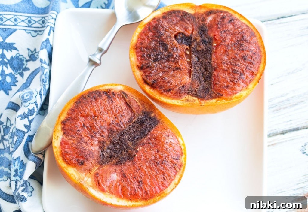 Spiced Broiled Grapefruit recipe. This makes the perfect healthy breakfast or snack. Vegan, gluten-free, and so refreshing!