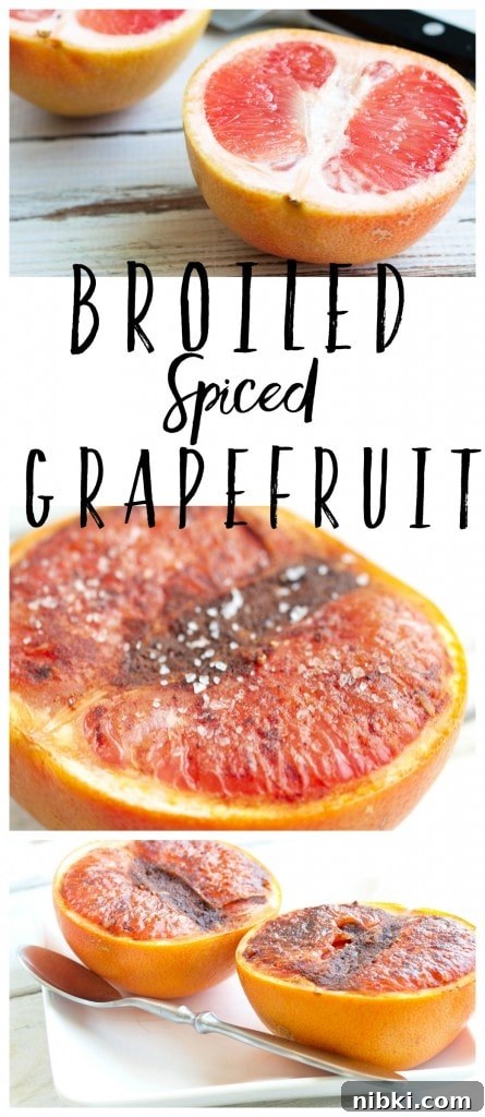 Caramelized Broiled Grapefruit with Warm Spices 4 Spiced Broiled Grapefruit recipe. This makes the perfect healthy breakfast or snack. Vegan, gluten-free, and so refreshing!