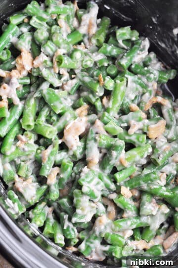 Creamy Slow Cooker Green Bean Casserole with Bacon 6 Step 3 mix and cook