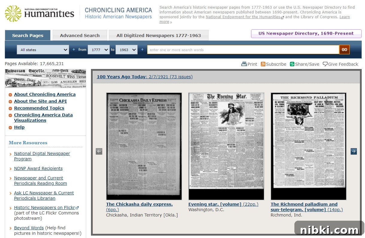 Chronicling America historical newspapers