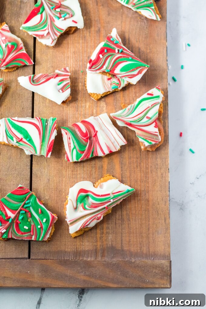 Christmas Crack: Saltine Toffee with Chocolate and Pecans 7 Swirled candy melts