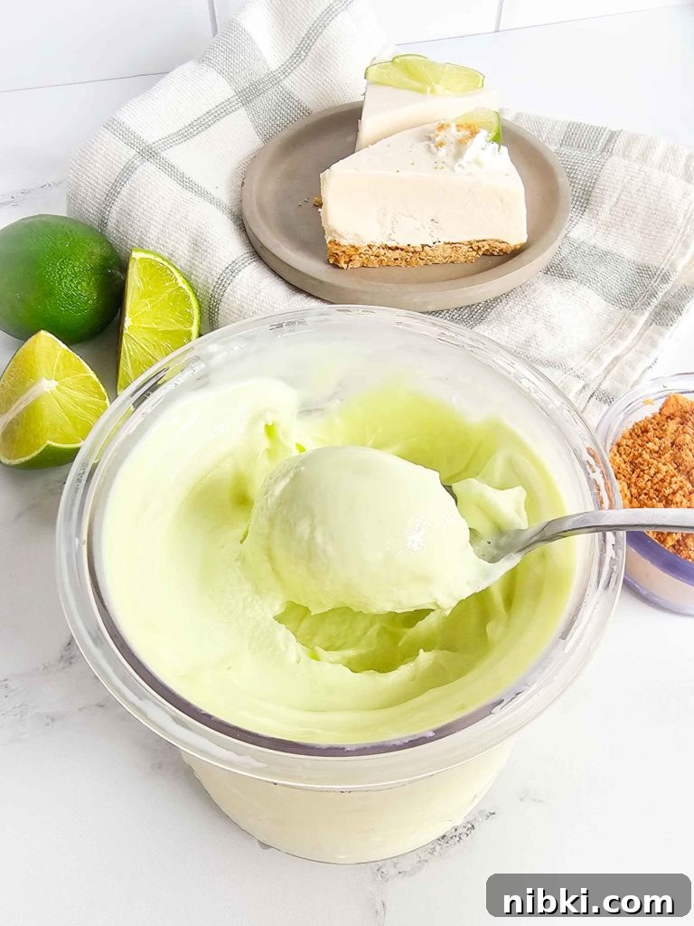 Key Lime Pie Protein Ice Cream Recipe for Ninja Creami 2 Ninja Creami Key Lime Pie protein ice cream in a pint