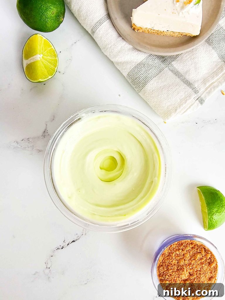 Key Lime Pie Protein Ice Cream Recipe for Ninja Creami 5 Smooth swirl of Key Lime Pie protein ice cream