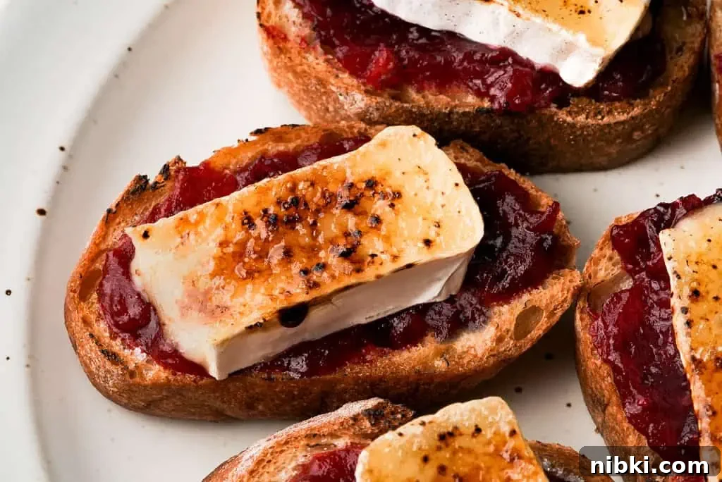 crostini recipe plated cranberry and brûléed brie crostini