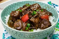 Slow Cooker Teriyaki Steak Tips with Bell Peppers and Mushrooms