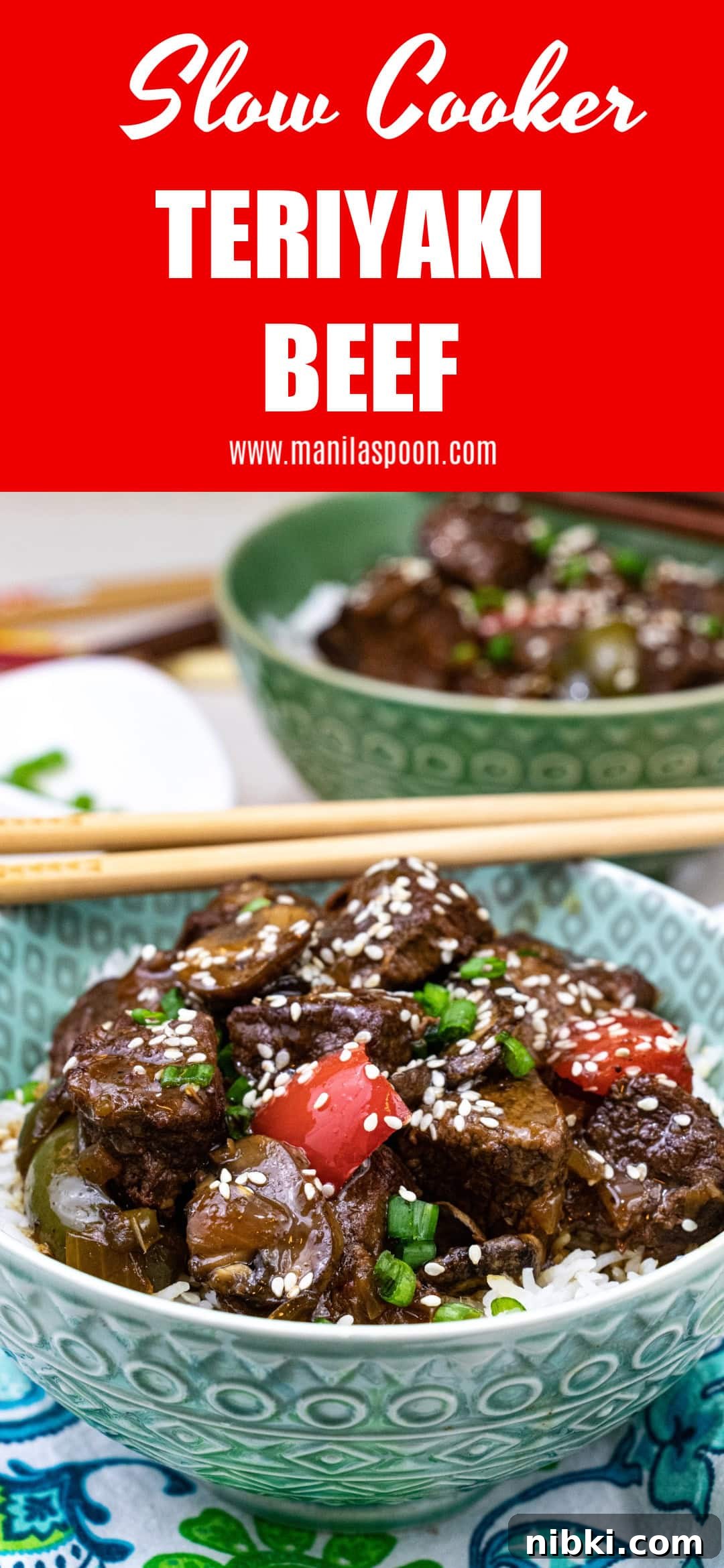 Cubes of sirloin steak are slow-cooked with bell pepper, onion, and mushrooms in a made-from-scratch teriyaki sauce until perfectly tender. Ladle a big scoop over cooked rice to satisfy those take-out cravings! Slow cooker teriyaki beef with peppers and mushrooms