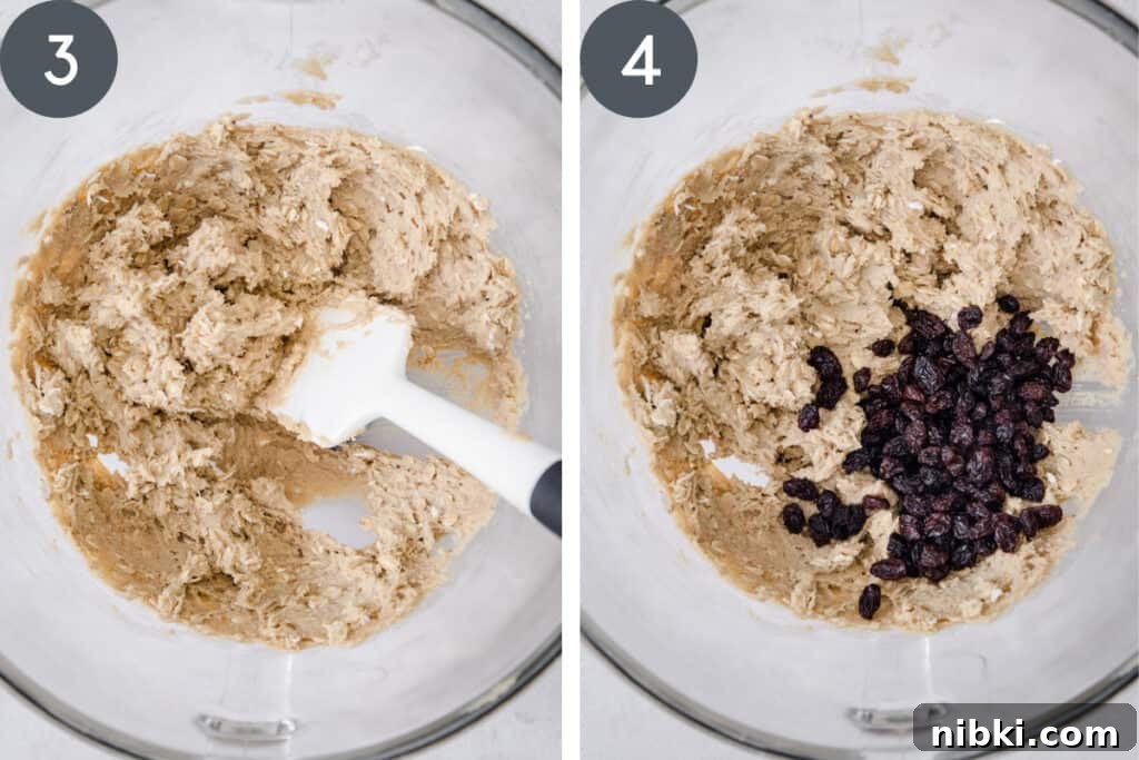 Classic Chewy Gluten-Free Oatmeal Raisin Cookies Recipe 6 cookie dough in a bowl