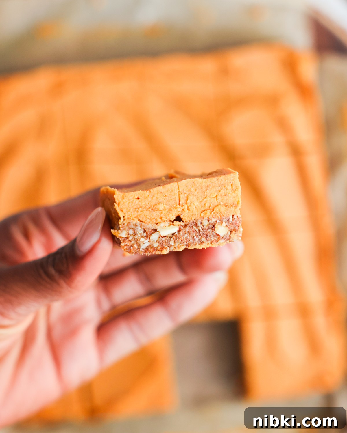hand holding sweet potato bar
