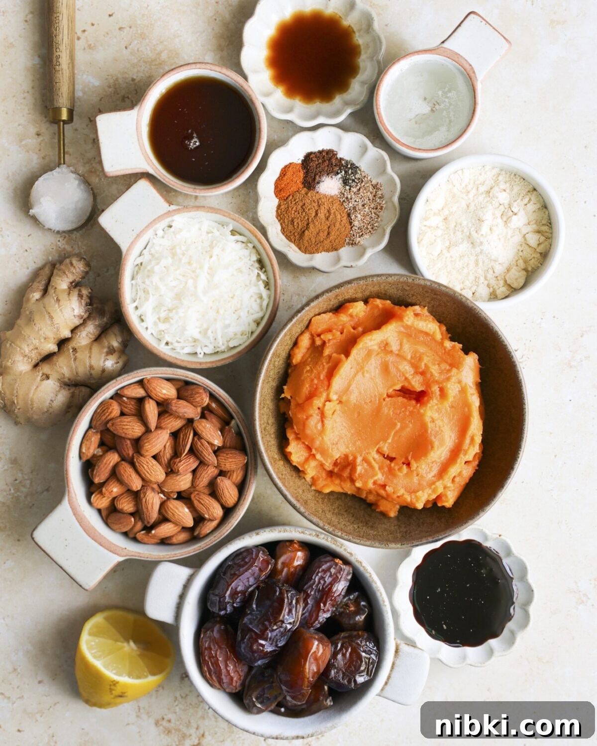 overhead sweet potato bars ingredients