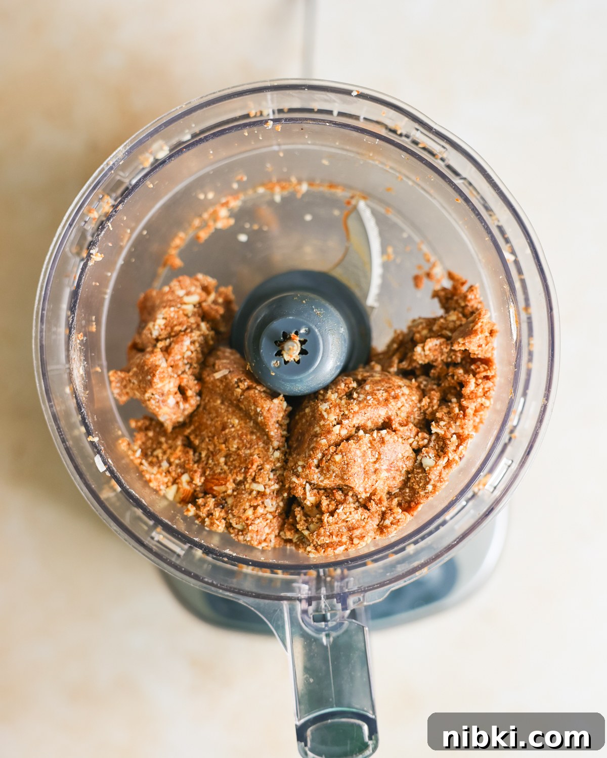 overhead almond crust in blender