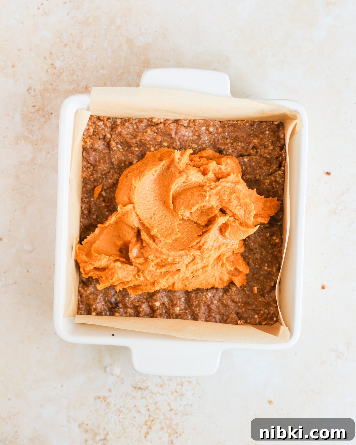 sweet potato filling in dish