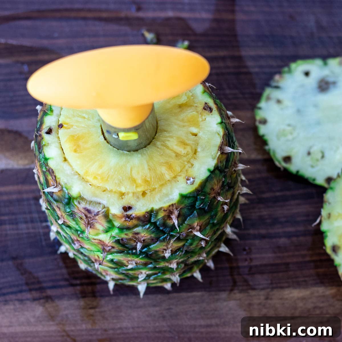 Moist Pineapple Upside-Down Pound Cake Recipe 6 Pineapple corer in a pineapple.