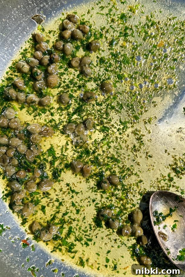 Lemon Caper Butter in a pan