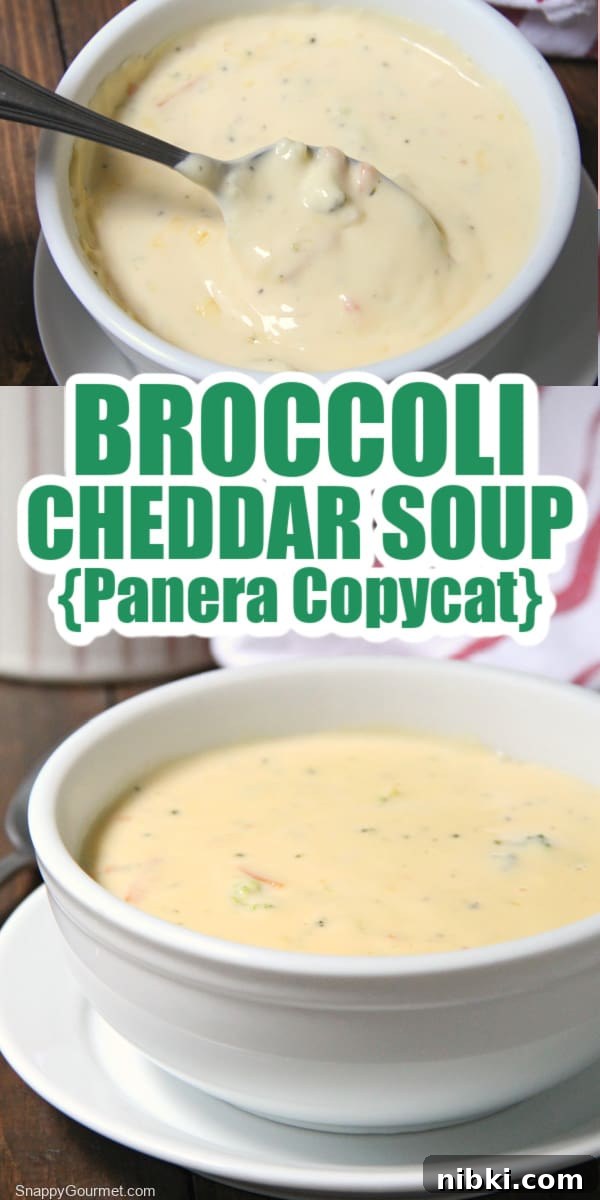 Broccoli Cheddar Soup recipe - easy homemade Panera copycat soup collage of broccoli cheddar soup