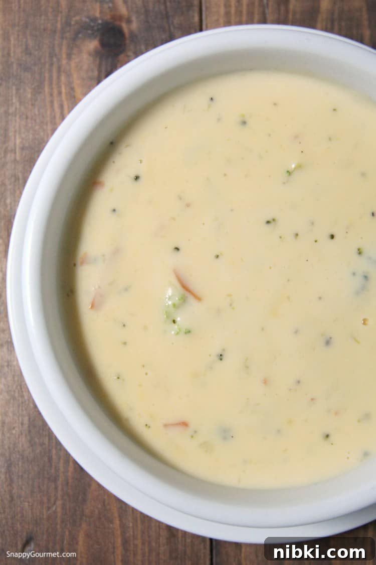 Broccoli Cheddar Soup recipe - simple homemade Panera copycat Broccoli Cheddar Soup in bowl