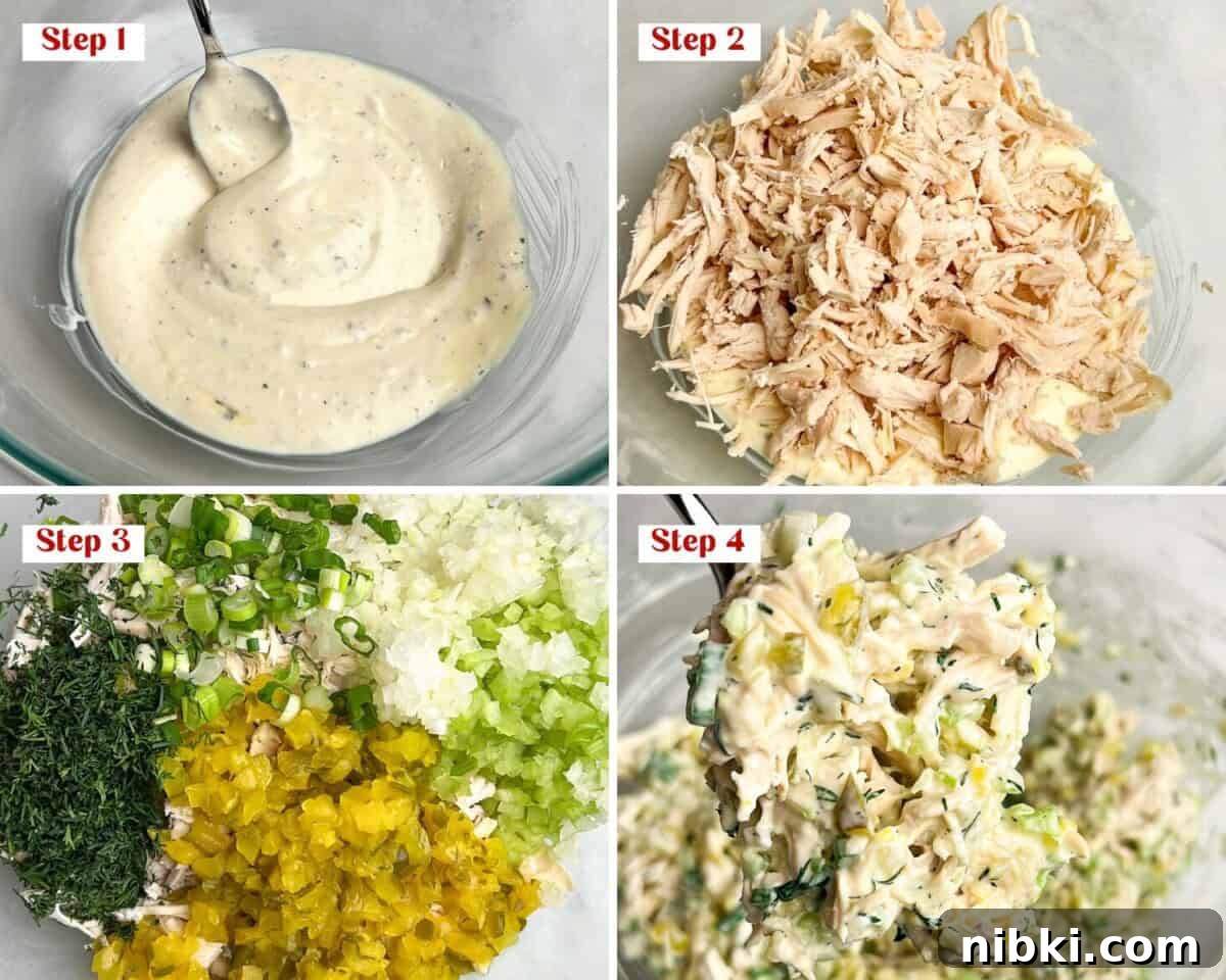steps to make dill pickle chicken salad