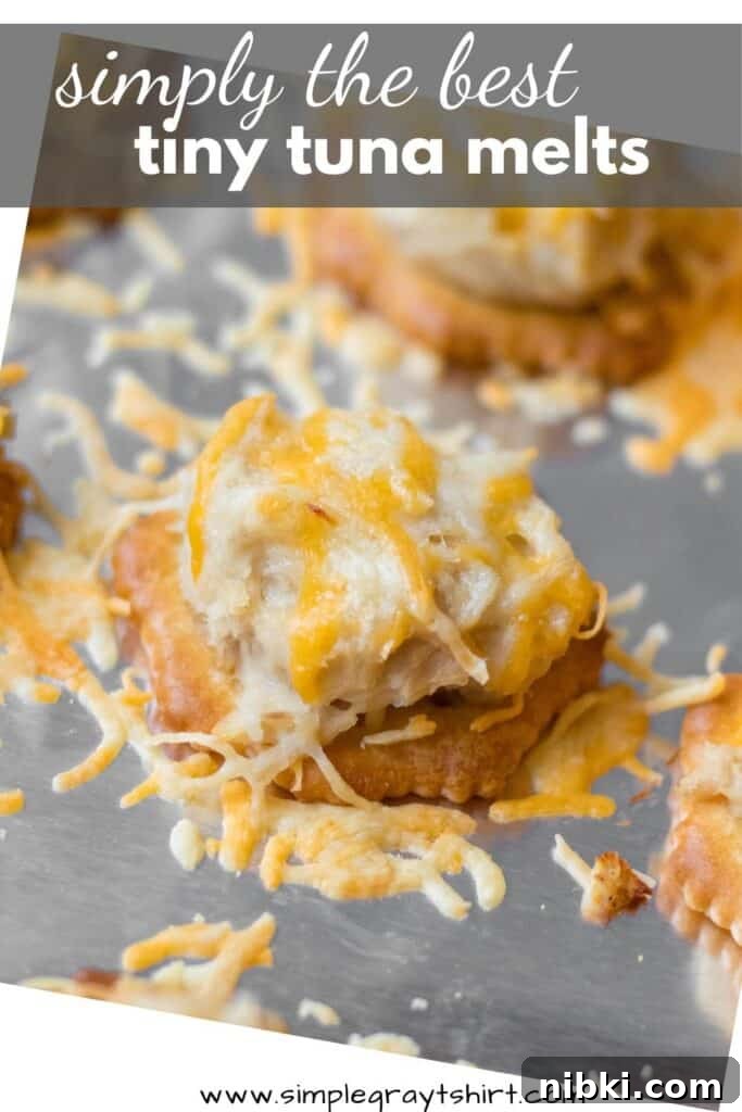 Mini Tuna Melt Bites on Crispy Crackers 8 pin for pinterest