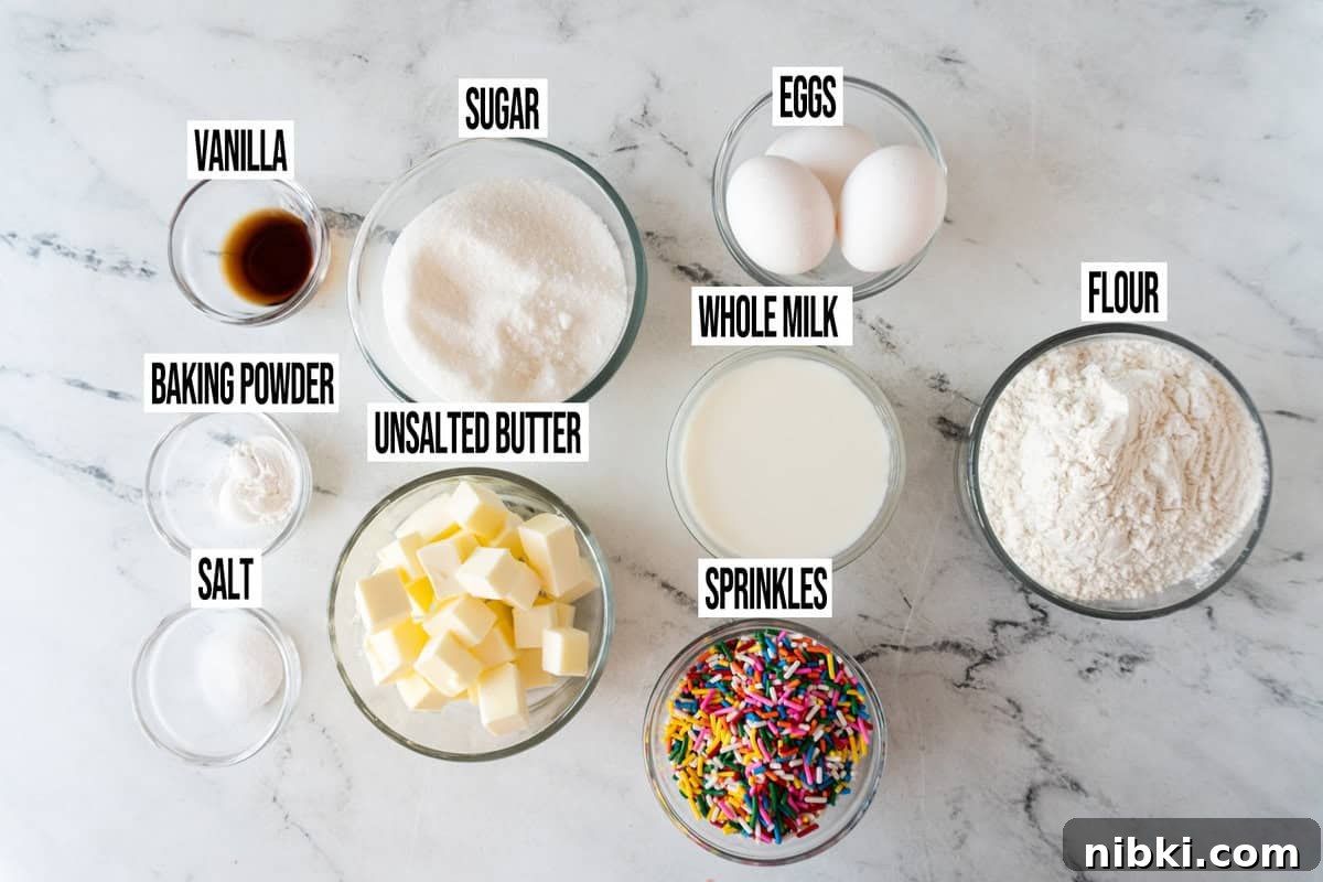 birthday cupcake ingredients.