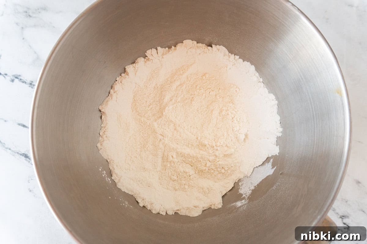 dry ingredients in mixing bowl.