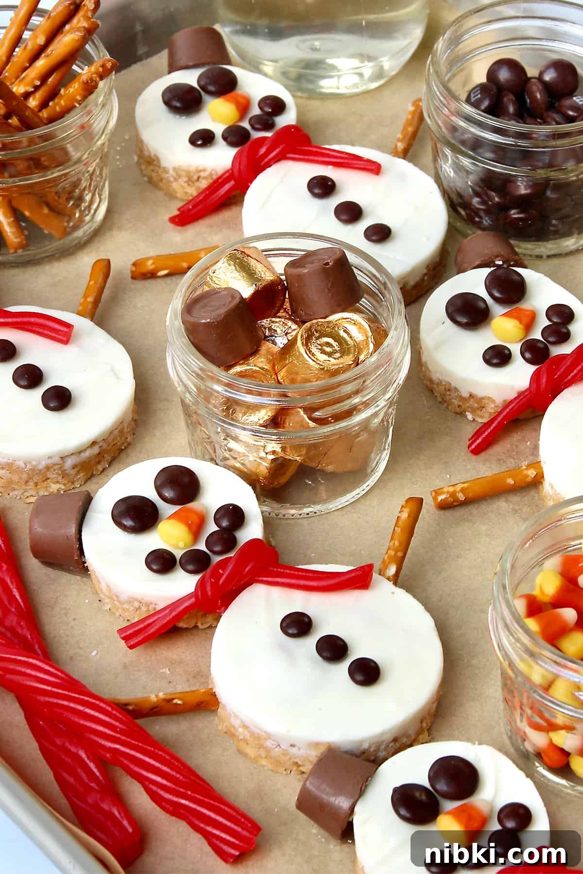 Holiday Hot Chocolate Board with Snowman Scotcheroos 2 Snowman Scotcheroos