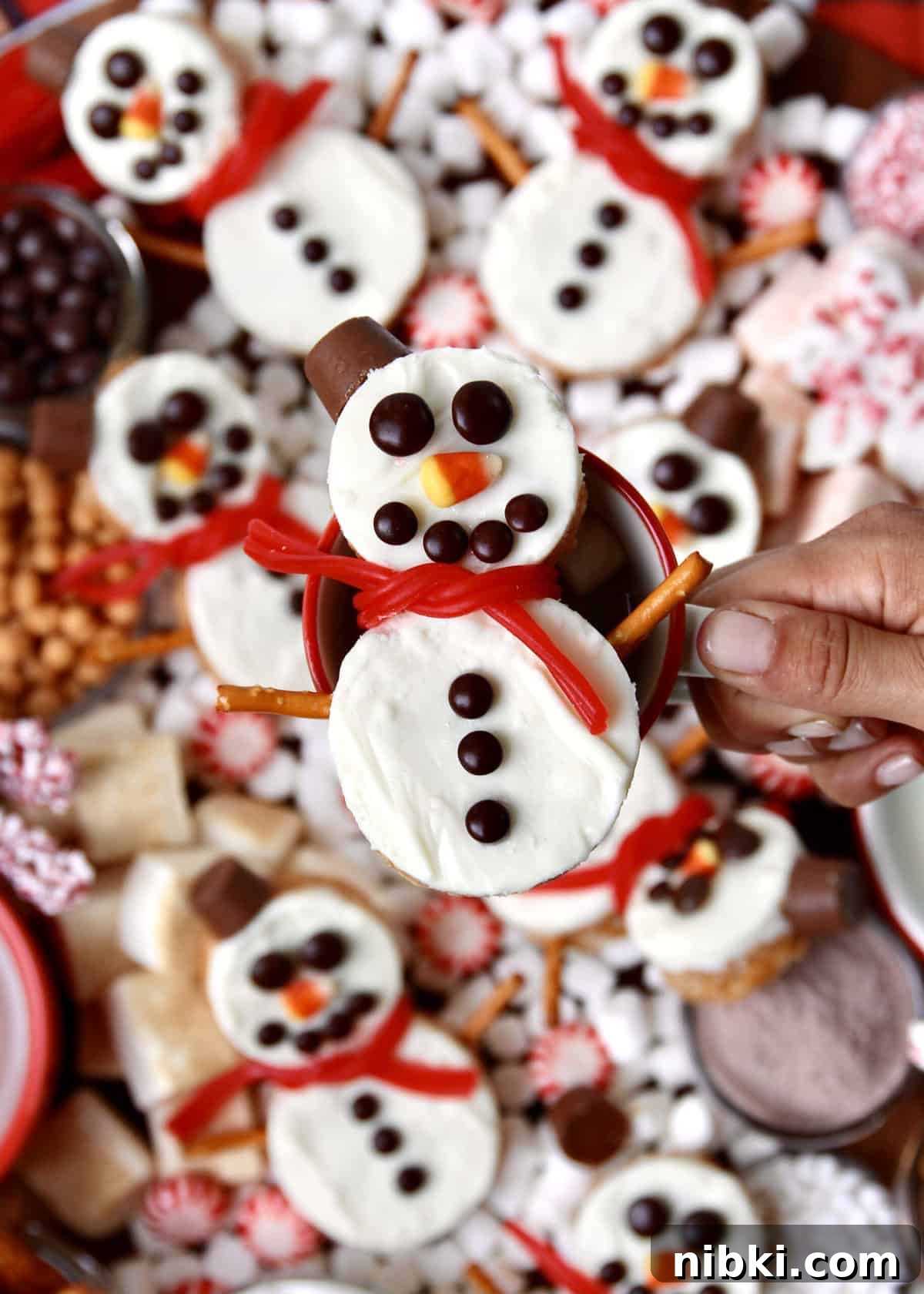Holiday Hot Chocolate Board with Snowman Scotcheroos 6 Hot Chocolate Board with Snowman Scotcheroos