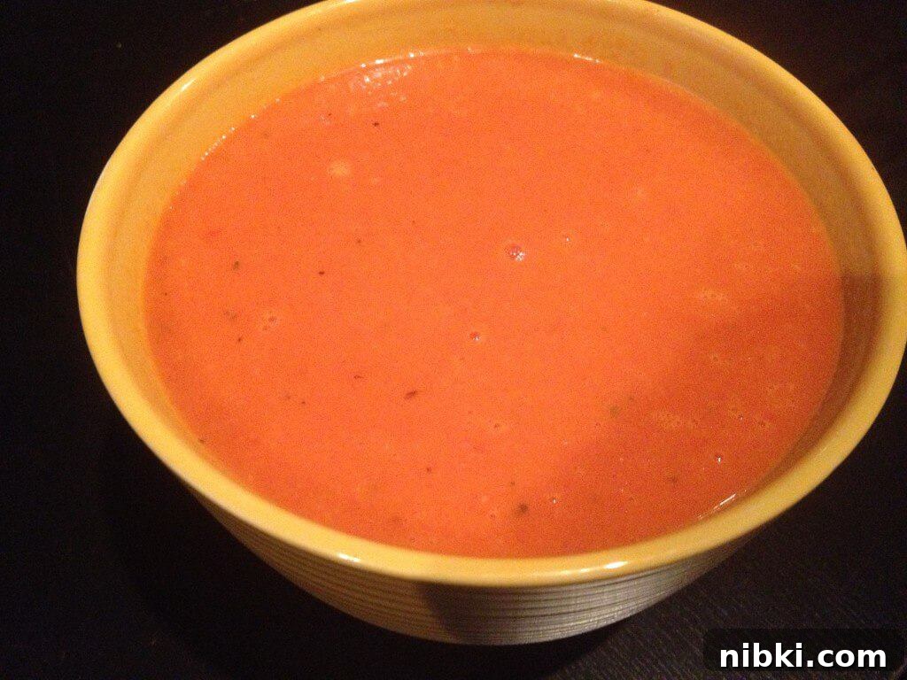 Week 1 Plant-Based Budget Challenge: Meal Plan for Two 4 Dairy free creamy tomato soup in a bowl.