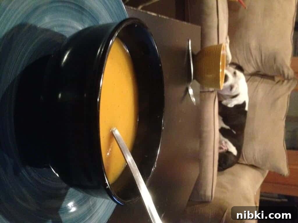 Week 1 Plant-Based Budget Challenge: Meal Plan for Two 8 A black bowl of ginger butternut squash soup.