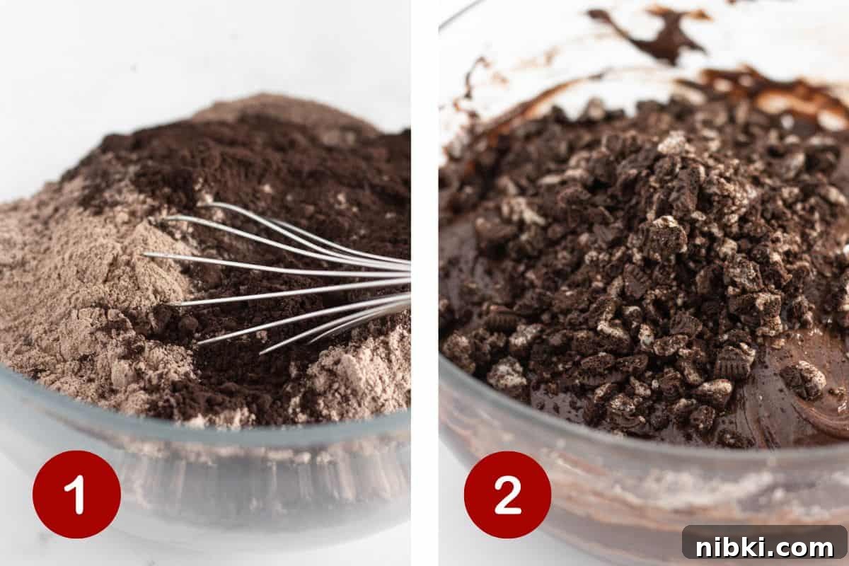 Making the Oreo Bundt Cake batter.
