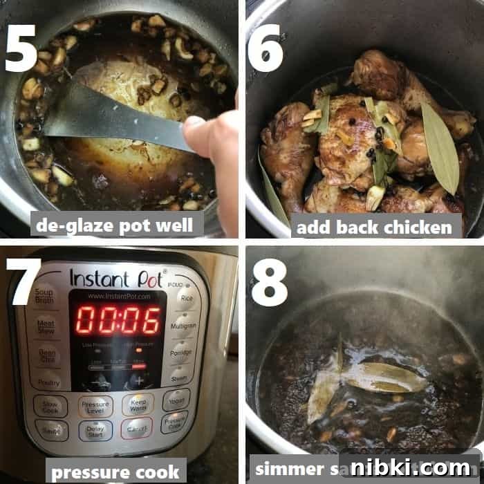 pressure cooking chicken in instant pot & thickening sauce
