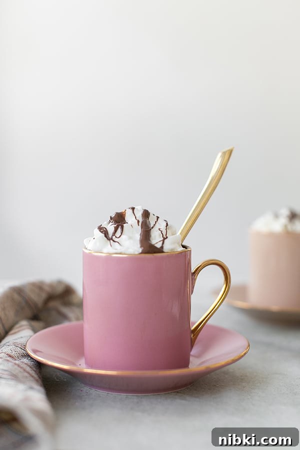 Homemade Chocolate Hazelnut Coffee Recipe 5 Hazelnut coffee in a pink mug.