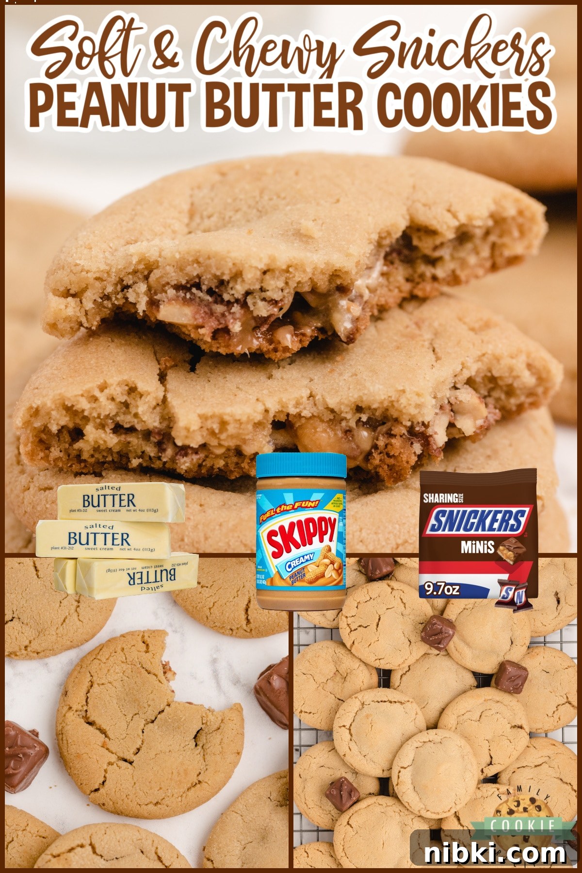 Chewy Snickers Peanut Butter Cookies Recipe 5 Snickers Peanut Butter Cookies