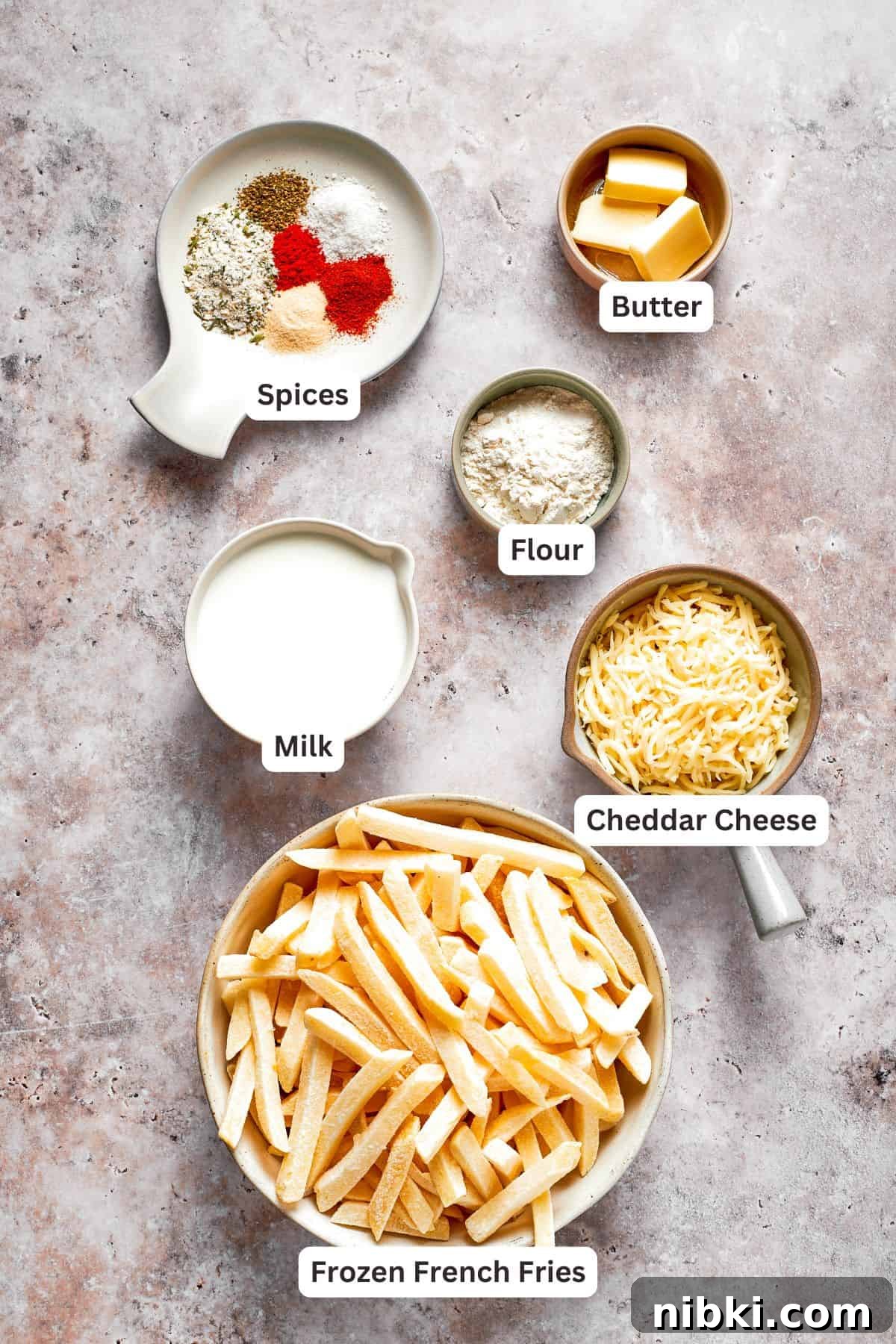 Ingredients for voodoo fries are text-labeled.