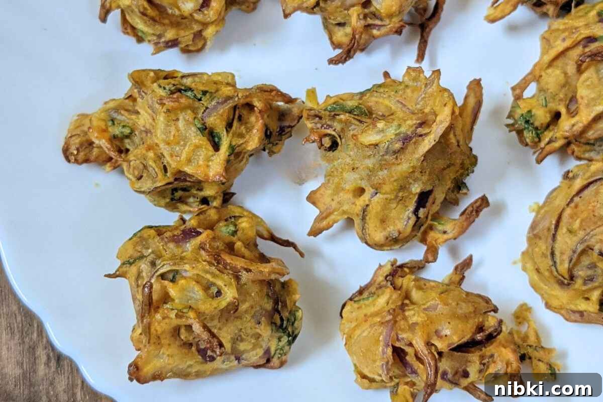 Air Fryer Vegetable Appetizers Meat Lovers Cannot Resist 3 Onion bhajis in a plate