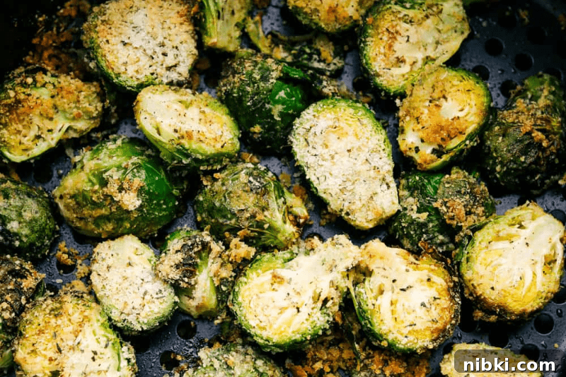 First photo of Brussels sprouts cooked in the air fryer.