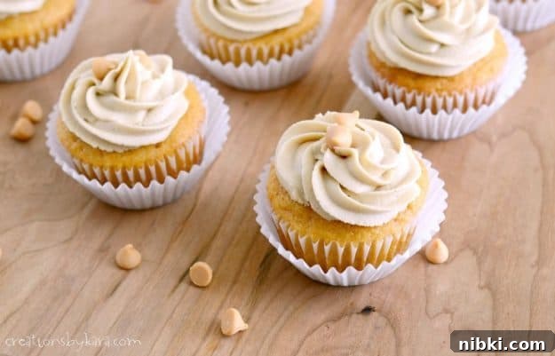 butterscotch cupcakes on a wood cutting board