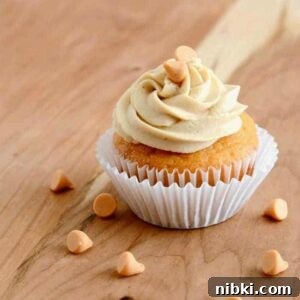 Butterscotch Cupcakes with butterscotch frosting. Pudding in the batter gives these cupcakes great flavor, and keeps them moist and delicious!