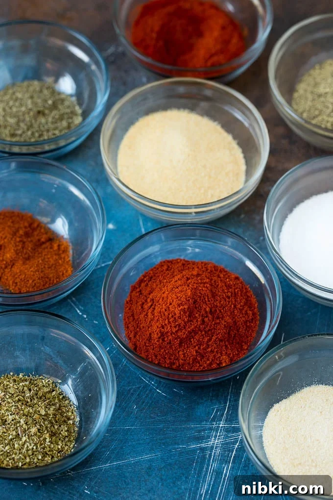 A variety of spices in bowls.