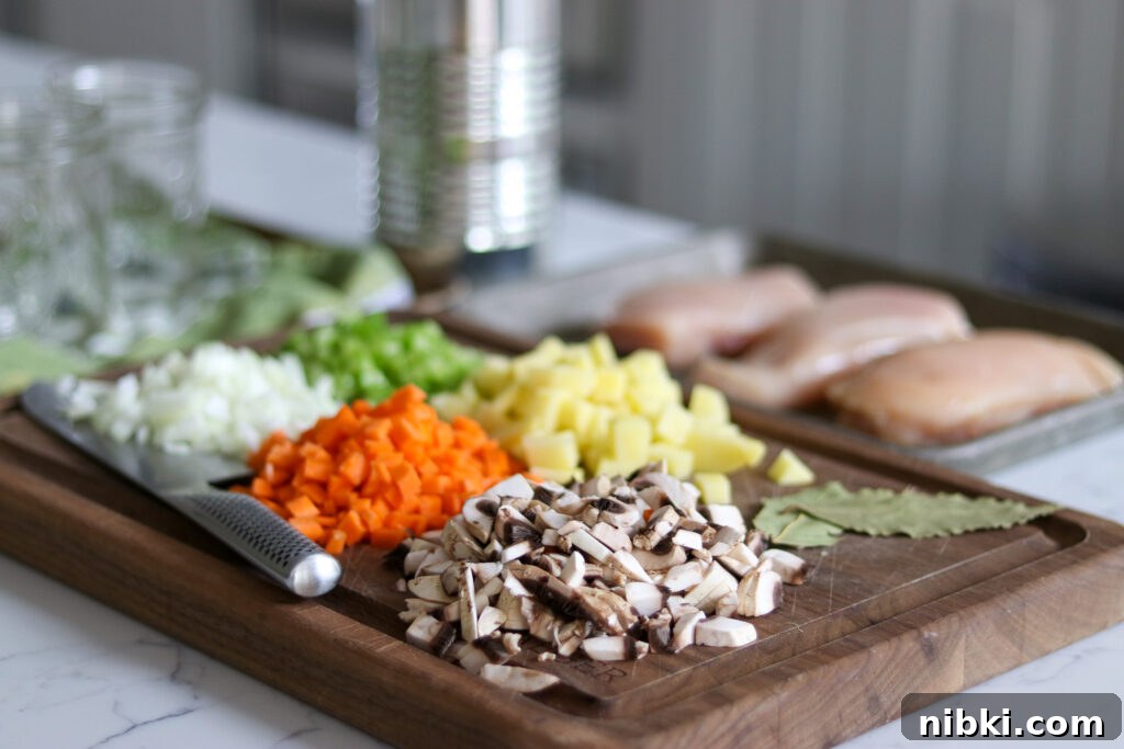 How to Make a Meal-in-a-Jar Canning Recipe 4 Chopped Veg for Chicken Pot Pie