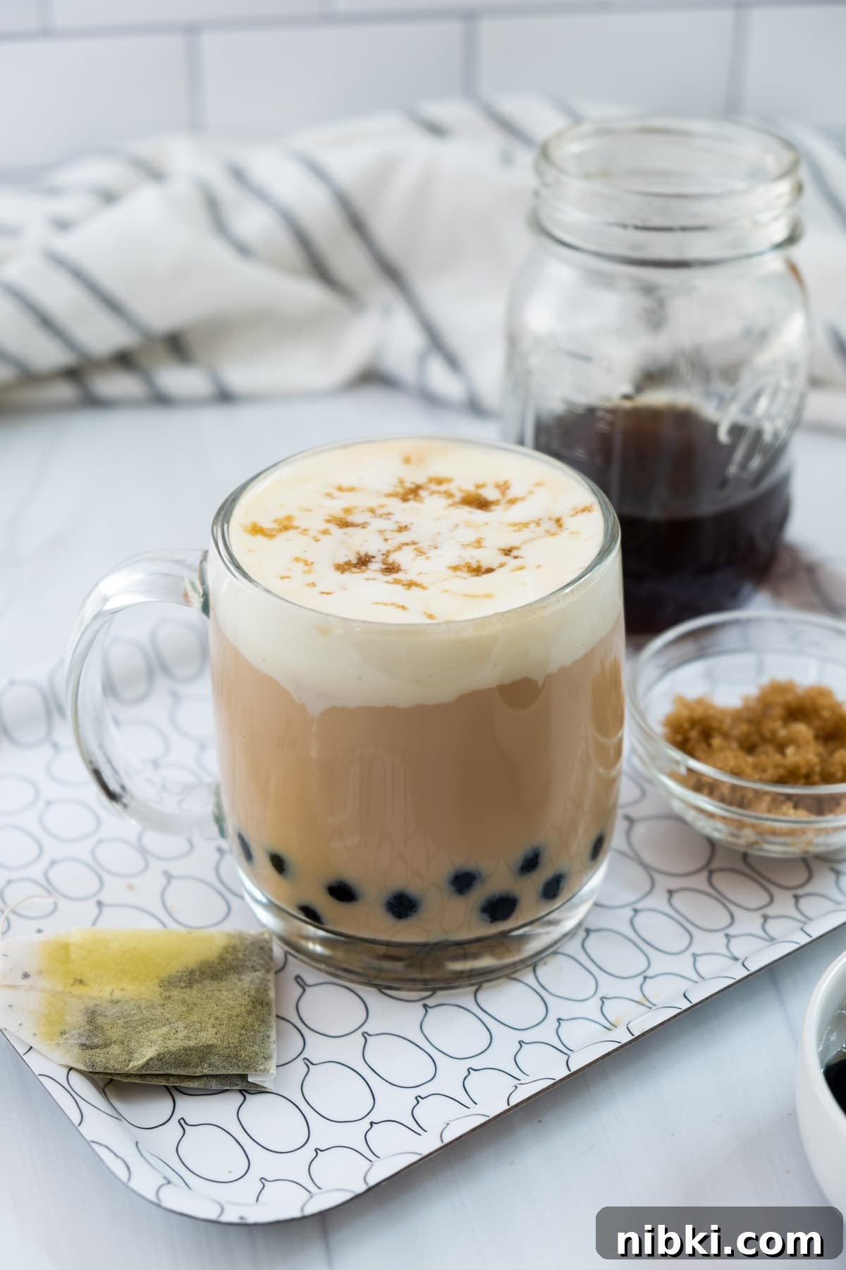 hot milk tea with cheese foam