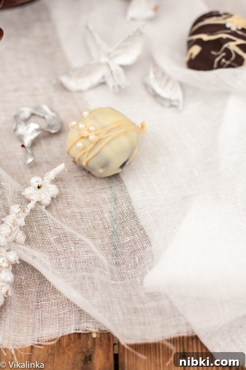 Close-up of a Baileys truffle