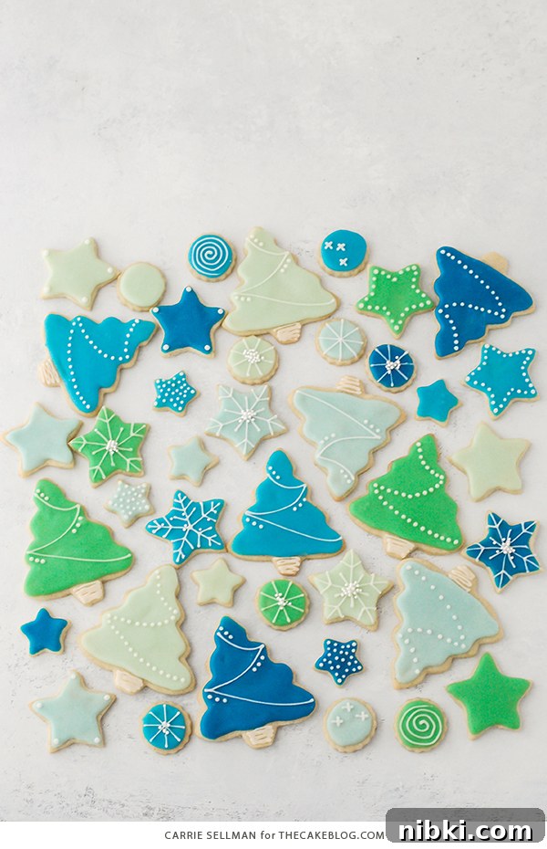 How to Make and Decorate Sugar Cookies 11 Decorated Sugar Cookies - vanilla bean sugar cookies with a simple glaze icing for easy yet beautiful Christmas cookies | by Carrie Sellman for TheCakeBlog.com